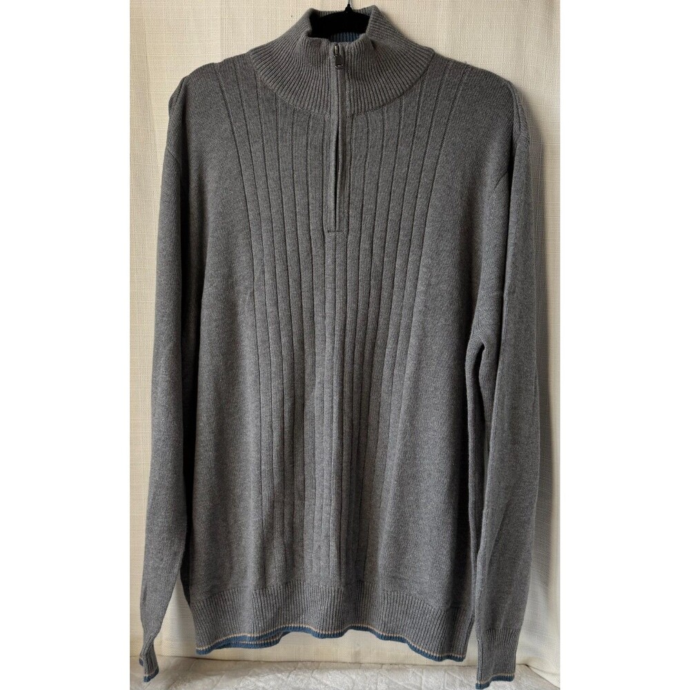 Johnston & Murphy Men's XL Merino Wool Blend 1/4 Zip Sweater Gray NWT $108